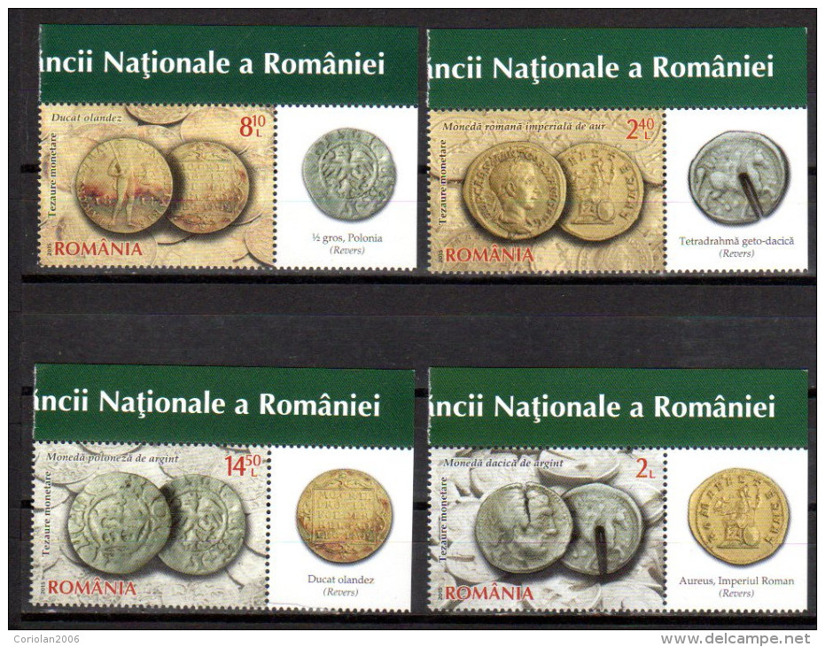 Romania 2015 / Coin Hoards / Set 4 Stamp With Labels - Neufs