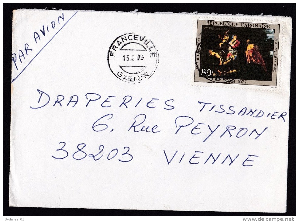 Gabon: Cover Franceville To France, 1979, 1 Stamp, Painting Rubens, Art, Rare Real Use! (traces Of Use) - Gabon (1960-...)