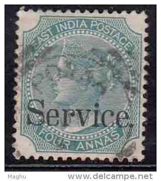 4a Service, British East India Used, 1867 Issue, Four Annas - 1854 East India Company Administration