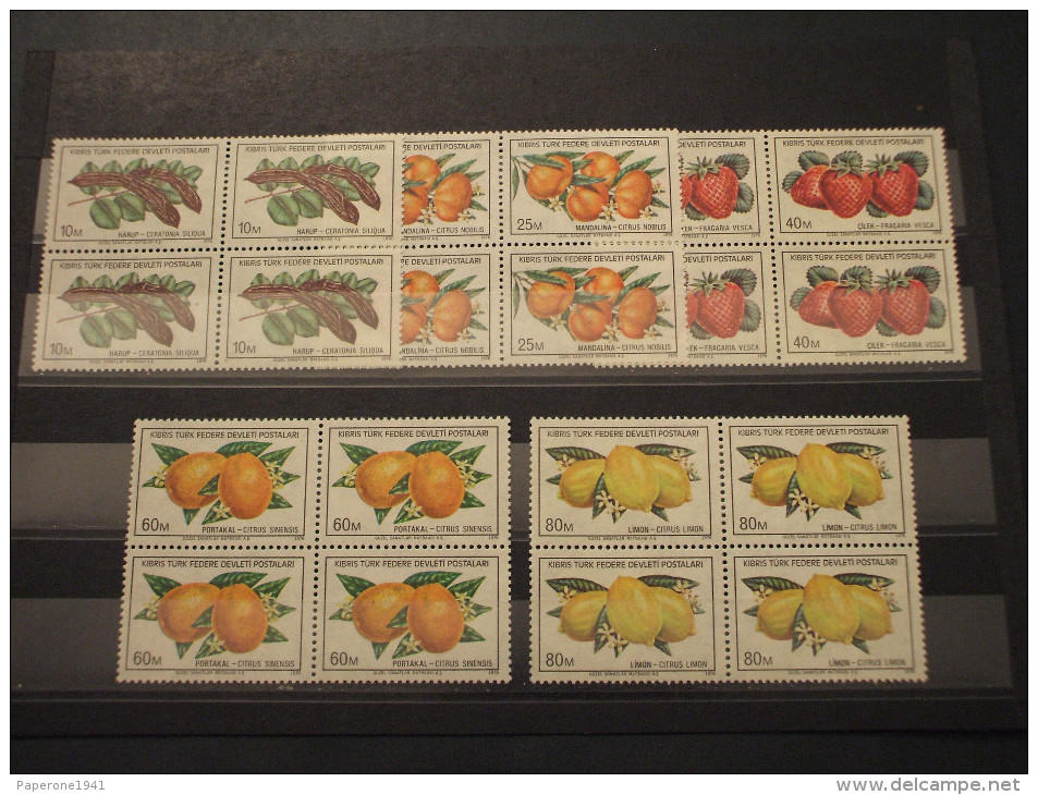 CIPRO TURCO - 1976 FRUTTA 5 Valori, In Quartine(blocks Of Four) - NUOVI(++) - Nuovi