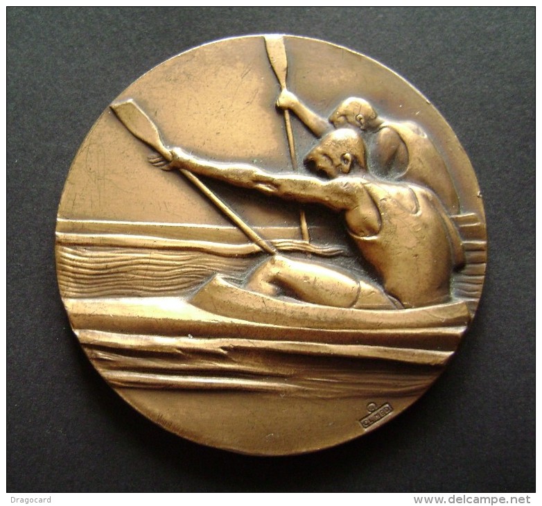 1968 FIC  ROMA  FIUMICINO  ENORME MODULO SPORT CANOTTAGGIO CANOA REGATA REMI MEDAGLIA  MEDAL - Rudersport