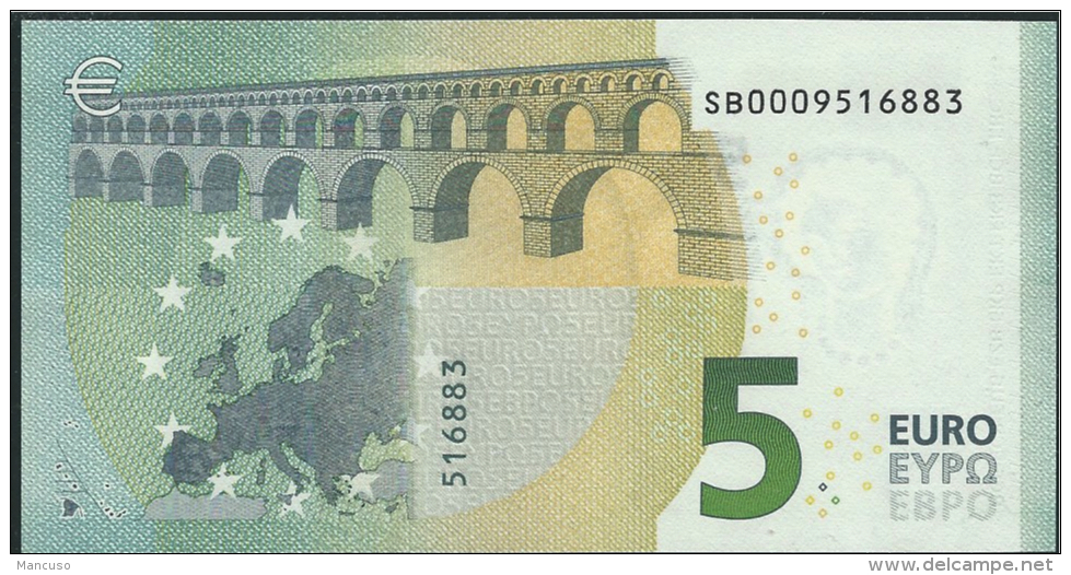 &euro; 5 ITALY  SB000  S001 J5  DRAGHI  UNC - 5 Euro