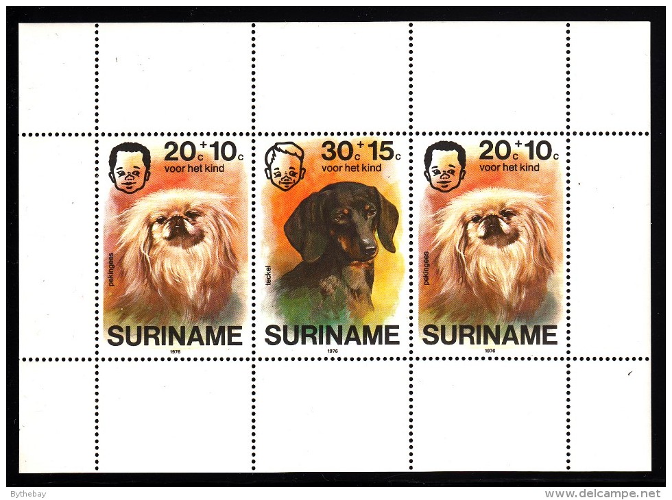 Surinam MNH Scott #B233a Souvenir Sheet Of 3 Pekingese (2), Dachshund - Dogs - Surinam