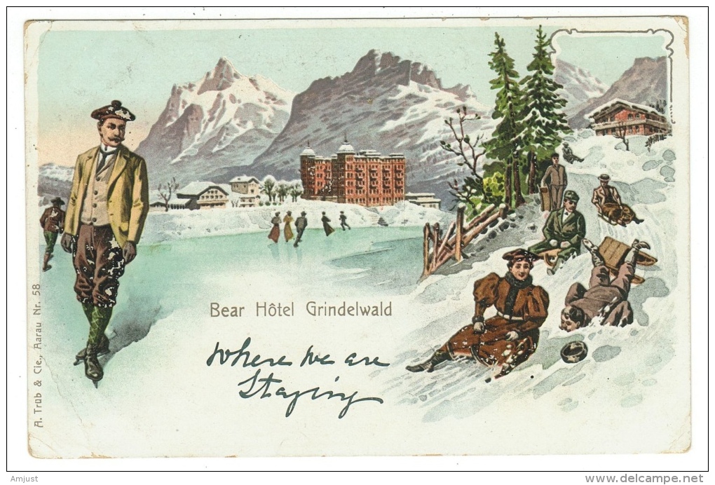 Suisse /Schweiz/Svizzera/Switzerland // Berne // Grindelwald, Bear Hôtel (litho) - Wald