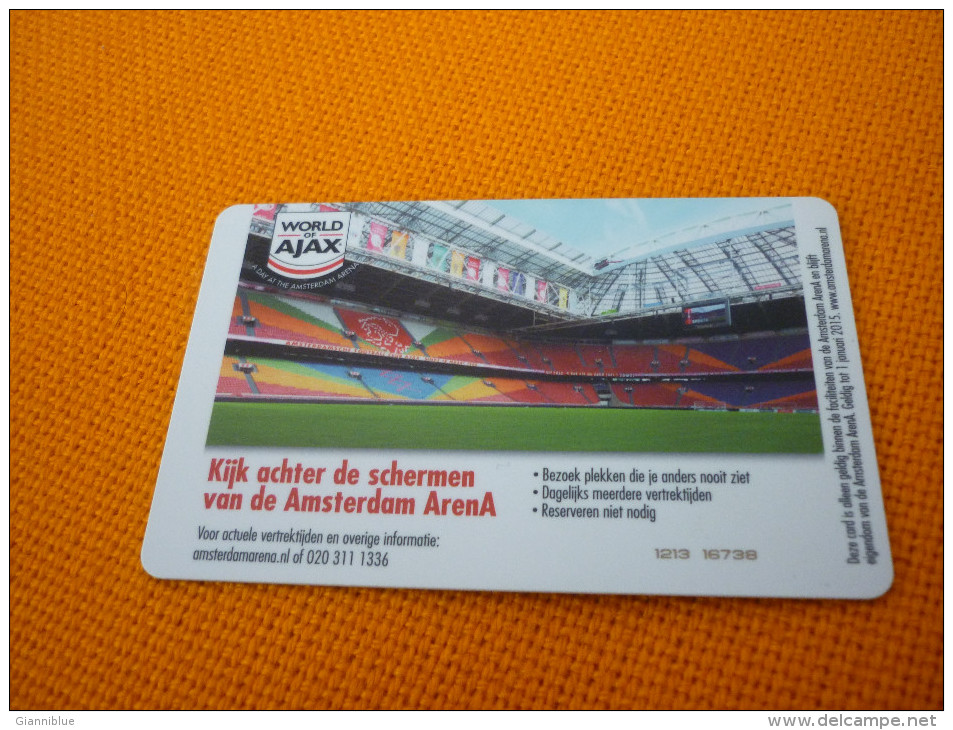 Ajax Amsterdam Arena Stadium Football Chip Card From Netherlands (Adidas/Aegon/Ajax Experience) - Sport