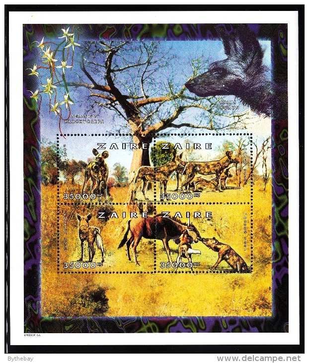 Zaire MNH Sheet Of 4 35000nz Hyenas - Neufs