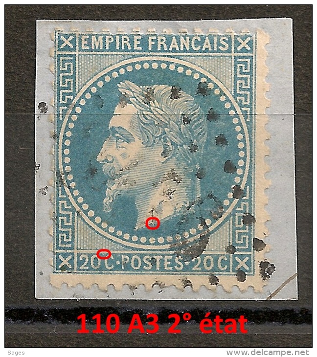 110 A3, 2° état, 20C NAPOLEON LAURE, Planché ! - 1863-1870 Napoléon III Lauré