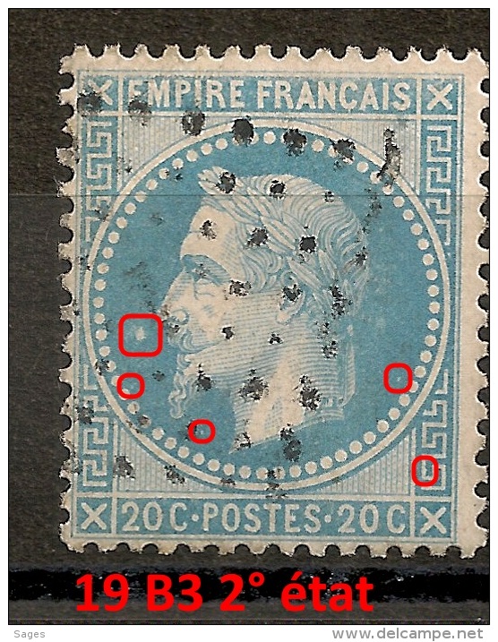 19 B3 2° état, 20C NAPOLEON LAURE, Planché ! - 1863-1870 Napoléon III Lauré