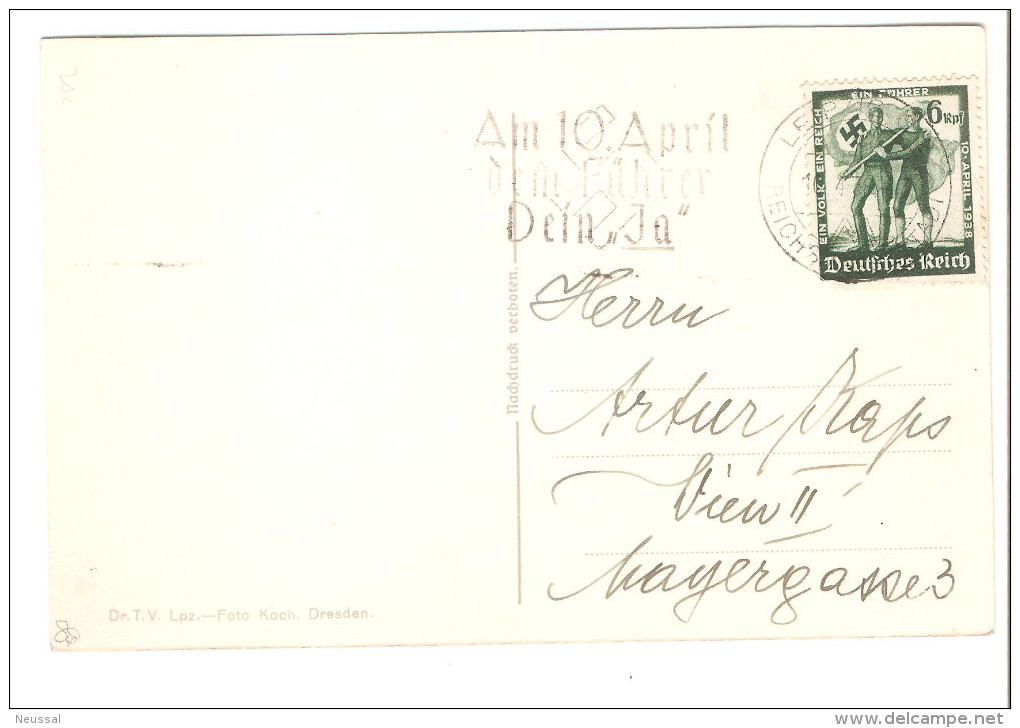 Tarjeta Postal De Hitler Circulada 1938 - Covers & Documents