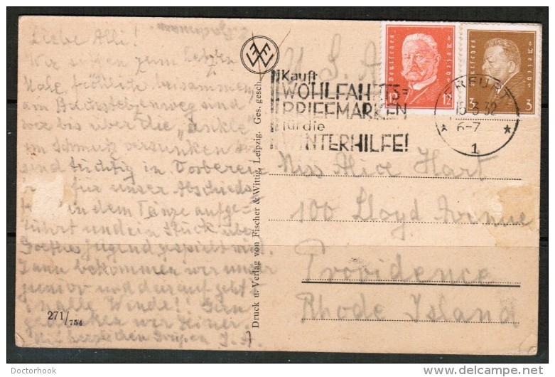 GERMANY  1932 POSTCARD From ERFURT To PROVIDENCE, RI (15/3/32) - Covers & Documents