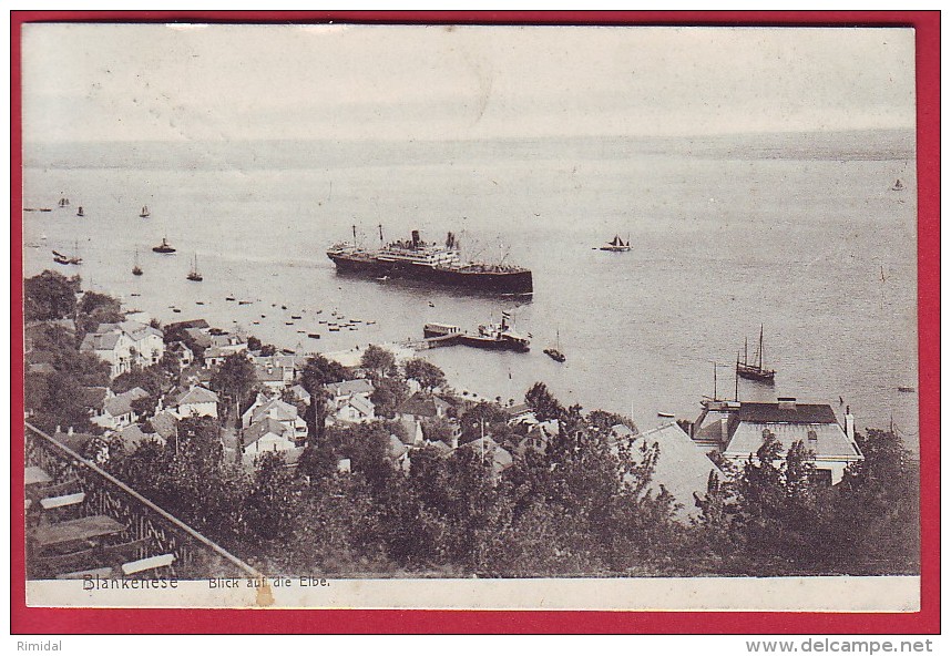 POSTCARD GERMANY BLANKENESE BLICK Auf Die ELBE CIRCULATED 1908 - Blankenese