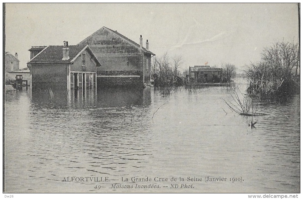 Inondations Janvier 1910 - Alfortville - La Grande Crue De La Seine - Maisons Inondées - Carte ND Phot. Non Circulée - Inondations