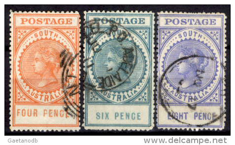 Australia-del-Sud-018 - 1906 - Y&T N.111,112,113 (o), Privi Di Difetti Occulti. - Gebraucht