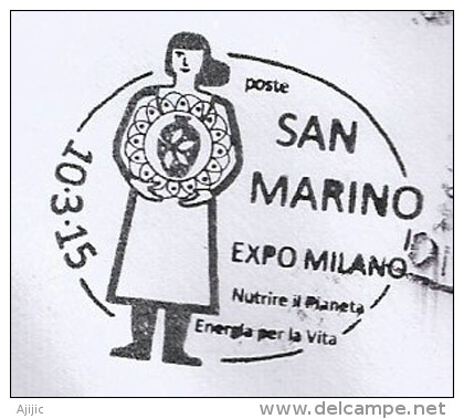 SAINT MARIN .EXPO MILAN 2015, Belle Lettre Du Pavillon De SAN MARINO Postée à Milan, Adressée En Andorre, - 2015 – Milán (Italia)