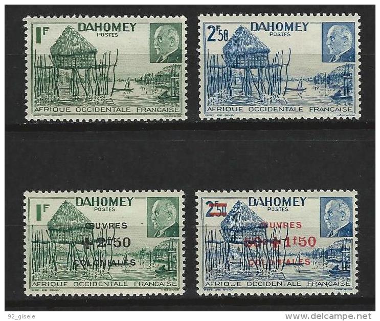 Dahomey YT 149 150 153 154 " Pétain " 1941-44 Neuf** - Unused Stamps