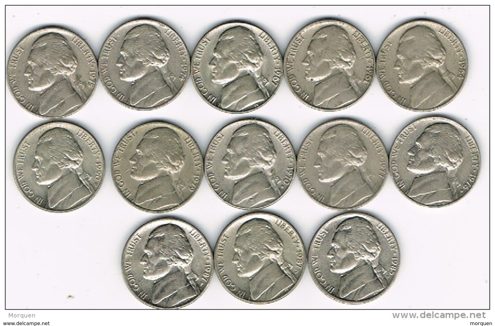 Lote 13 Monedas Diferentes Jefferson 5 Ctvos, Diferentes Años, Ver Ralacion - 1938-…: Jefferson