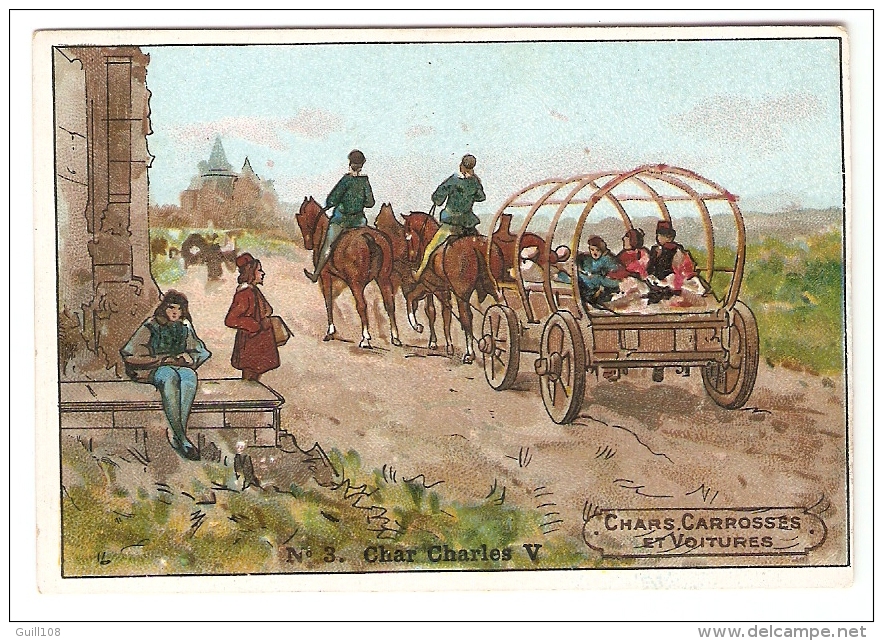 Jolie Chromo Chicorée BERIOT Lille Char Charles V Voiture Carrosse Attelage Cheval Village Belle Jardinière A7-17 - Sonstige & Ohne Zuordnung