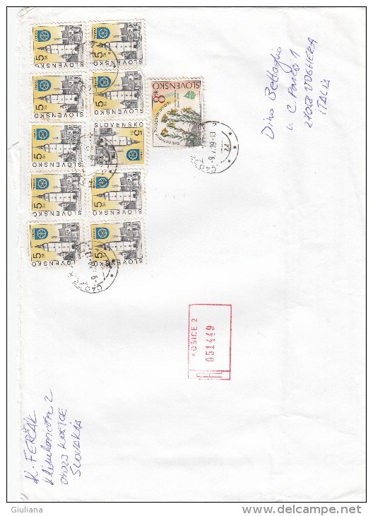 Slovacchia 1999  - Lettera  Racc.  X L´Italia A Con 11 Stamps - Storia Postale