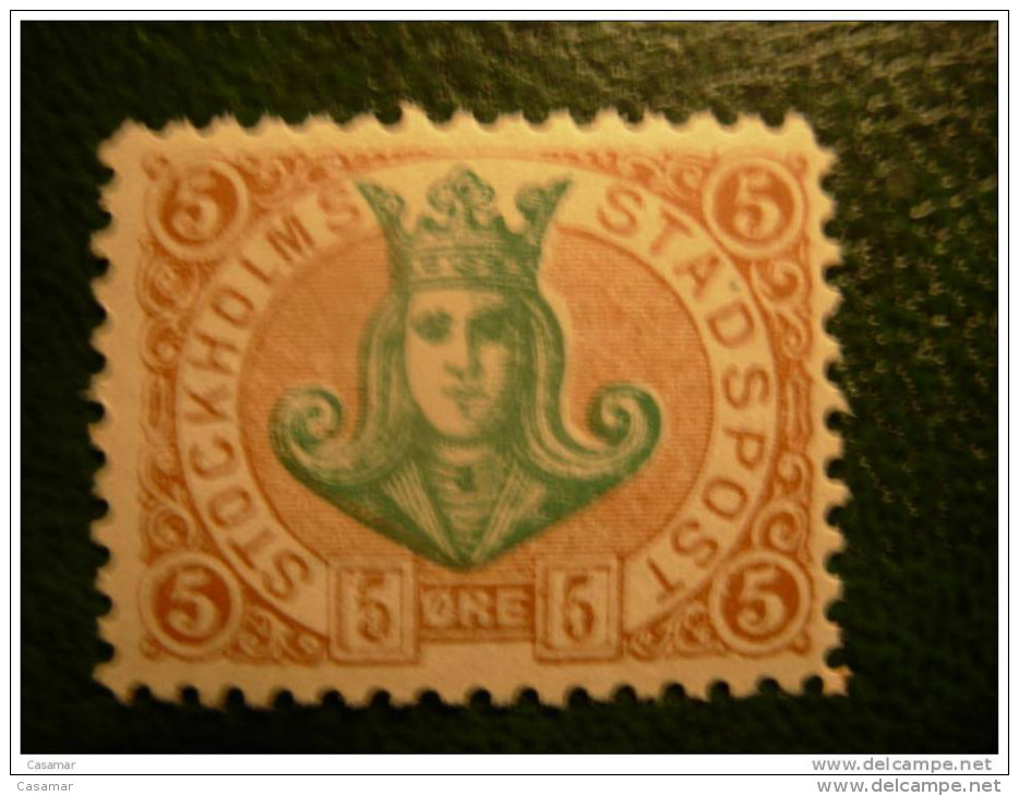 Stockholm Stadpost Local Stamp 5 Ore Capitale Letters Lettres Majuscules - Emissioni Locali