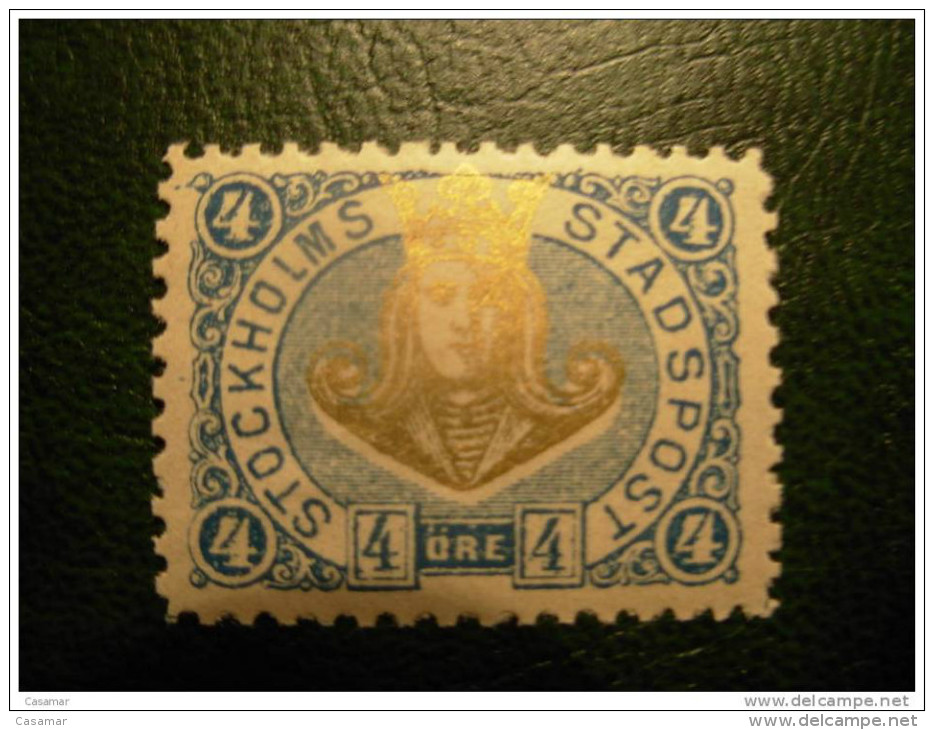 Stockholm Stadpost Local Stamp 4 Ore Lowercase Letters Minuscules - Emissions Locales