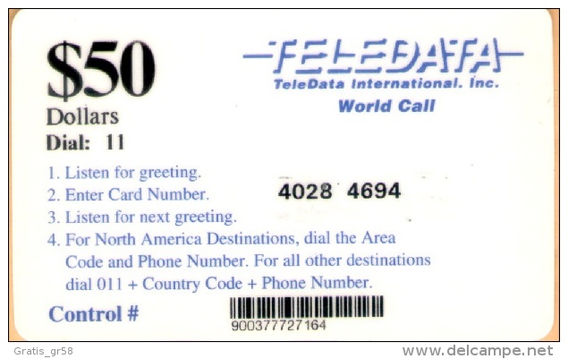 Bosnia - Teledata, Military Card, Used In Bosnia By UN Soldiers, 50$, Used - Bosnien