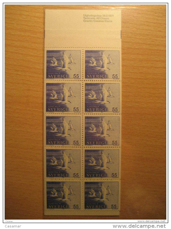 1971 Booklet Yvert C686a Flykting Birds Oiseaux 10 Stamps Set Carnet Sweden - 1951-80