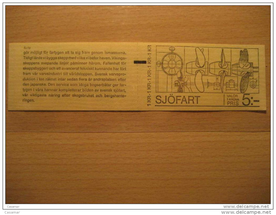 1974 Booklet Yvert C860 Sjofart Ships Bateau 5 Stamps Set Carnet Sweden - 1951-80