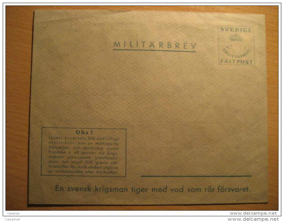 Militarbrev Militar Mail Light Blue + Poster Stamp Label Vignette Viñeta Carte Postale Postal Stationery Cover Sweden - Military