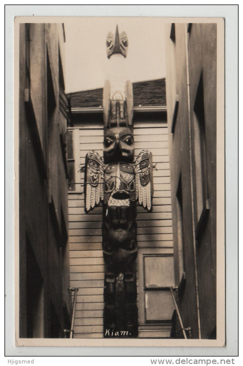 America United States Alaska ? Indian Totem Native American Kiam RPPC Real Photo Post Card Postkarte POSTCARD - Amérique