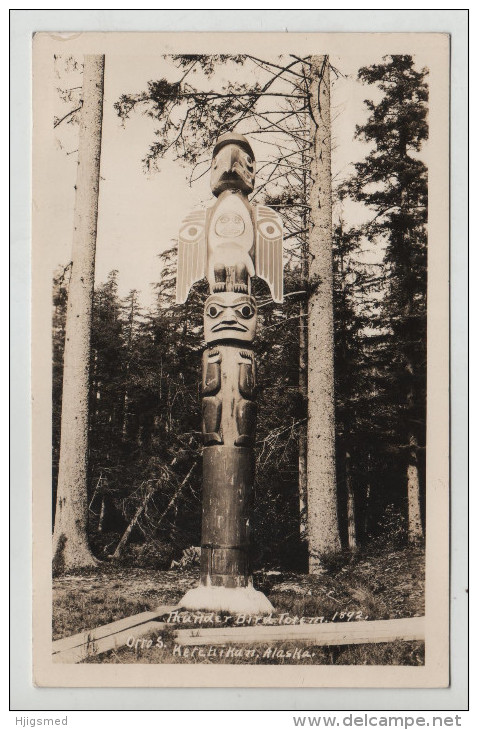 America United States Alaska Indian Thunder Bird Totem Native American Kiam RPPC Real Photo Post Card Postkarte POSTCARD - Amérique