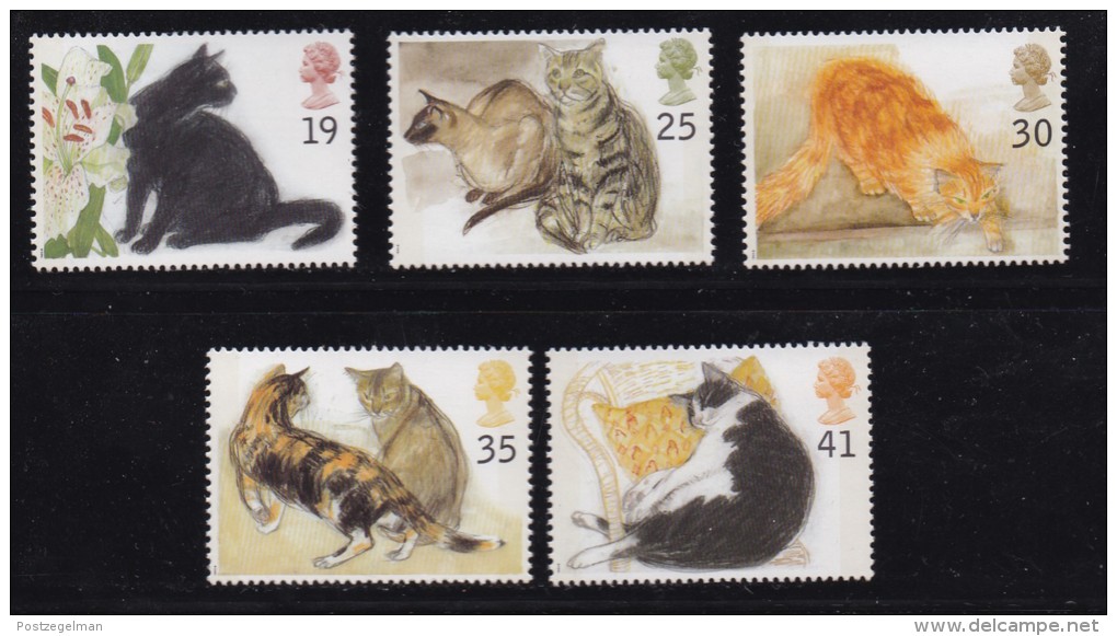 UK, 1995, Mint Never Hinged Stamps , Cats, 1544-1548, #1057 - Unused Stamps