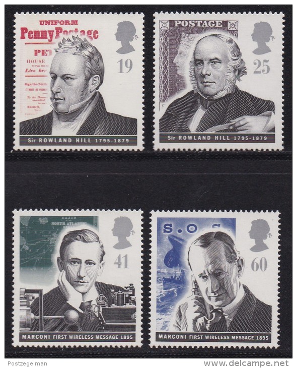 UK, 1995, Mint Never Hinged Stamps , Sir Rowland Hill, Marconi, 1587-1590 #1071 - Unused Stamps