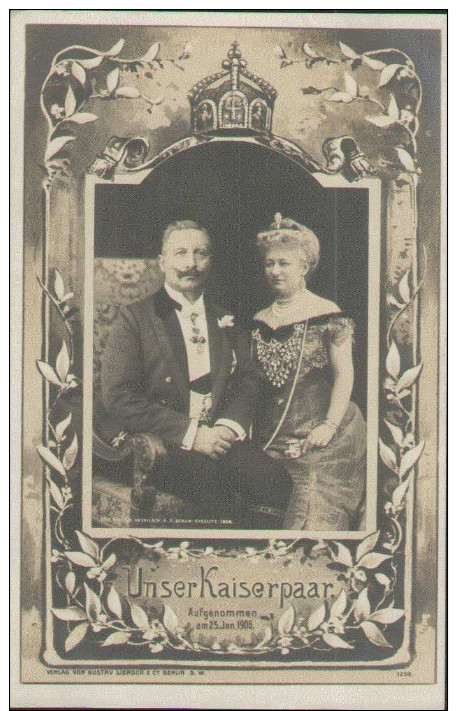 Kaiser Wilhelm II. Und Kaiserin Victoria, Kaiserpaar-Portrait 1906, Postkarte, Königshäuser, Adel, Hohenzollern - Familles Royales