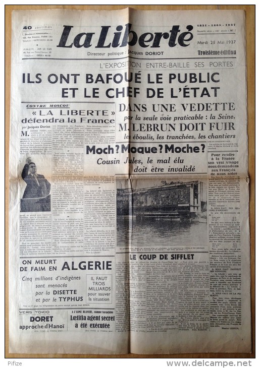 (Politique) Journal La Liberté Du 25 Mai 1937. Jacques Doriot. Nationalisme . Fascisme . - Autres & Non Classés