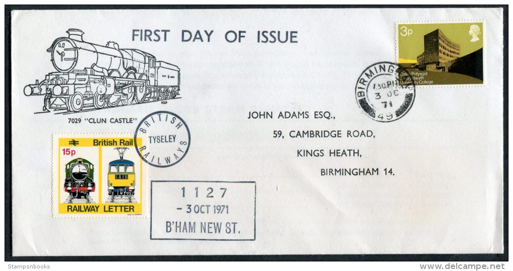 1971 GB Birmingham Clun Castle British Railways Train Cover - Covers & Documents