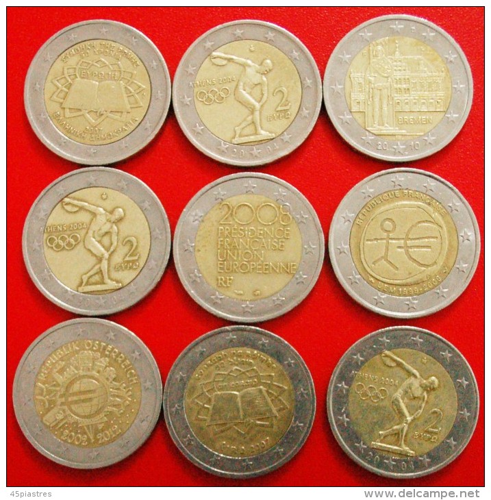 § 9 COMMEMORATIVE COINS: 2 EURO DIFFERENT TYPES! LOW START&#9733;NO RESERVE!!! - Alla Rinfusa - Monete