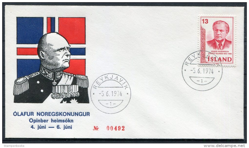 1974 Iceland Reykjavik Norway Royal Visit Cover - Covers & Documents