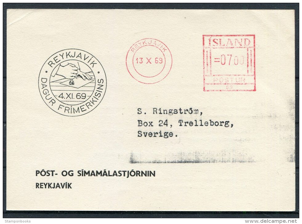 1969 Iceland Reykjavik Franking Machine Postcard - Brieven En Documenten