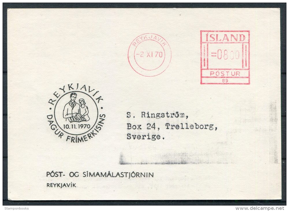 1970 Iceland Reykjavik Franking Machine Postcard - Cartas & Documentos