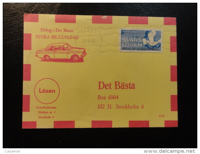 Svarslosen TABY 1969 TO STOCKHOLM Car Auto Local Stamp On Cover - Lokale Uitgaven