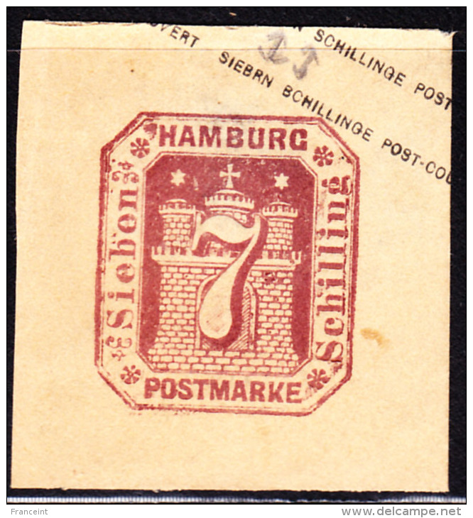 Hamburg 1866 Postal Stationery Cut Square 7sh.. - Hambourg