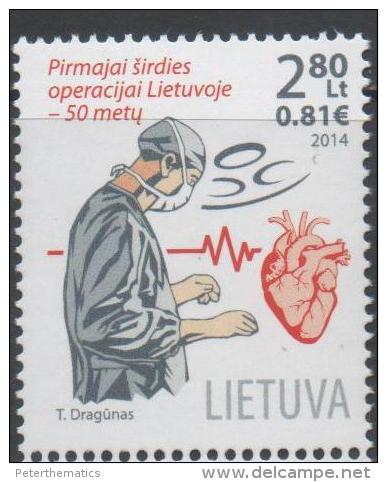 LITHUANIA, 2014, MNH, MEDICINE, HERAT SURGERY, 1v - Sonstige & Ohne Zuordnung