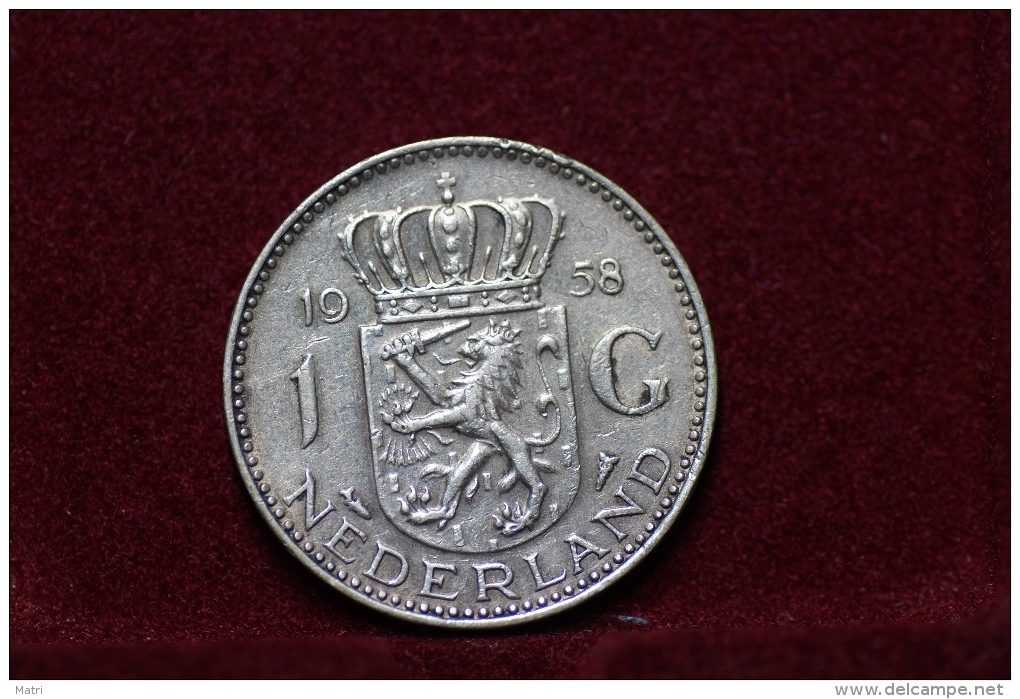 Netherlands 1 Gulden 1958 Km#184 Ag. (inv935) - 1948-1980 : Juliana