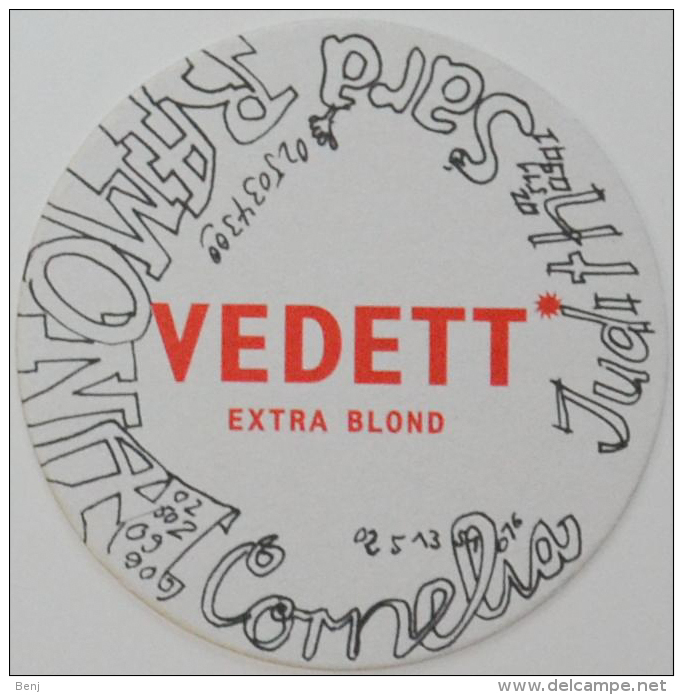 Sous-bock VEDETT EXTRA BLOND Prénoms Numéros Bierdeckel Beermat Bierviltje (CX) - Sous-bocks