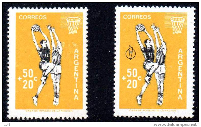 ARGENTINA 1959 - The Scarce 50+20c Panamerican Games Basketball, Without Torch, Mint NH - Neufs