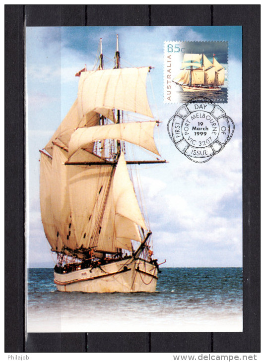 &#9989; AUSTRALIE 1999 : Carte Maximum Et PAP Neuf " BATEAU / VOILIER ". Voir Le Scan. Parfait état. CM - Barche