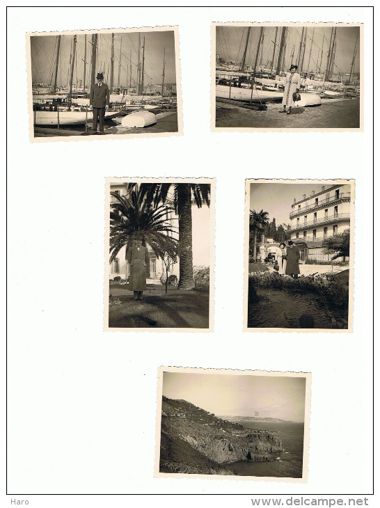 Lot De 5 Photos ( +/- 6 X 9 Cm) CANNES Et Côte Des Maures 1939 (ALB) - Orte