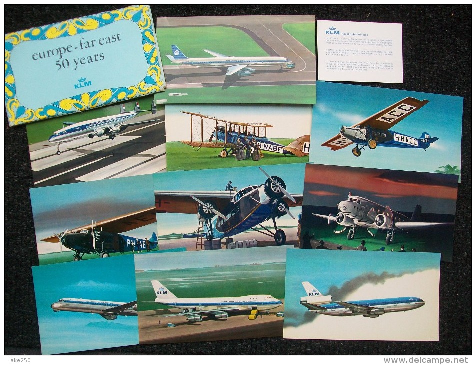 10 Cartoline Per I 50 Anni KLM - 1946-....: Moderne