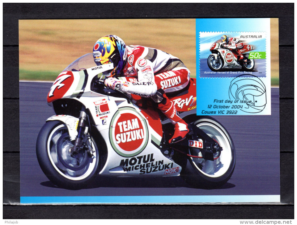 AUSTRALIE 2004 : Carte Maximum Et PAP Neuf " VAINQUEURS DE GRAND PRIX MOTOS : DARYL BEATTIE ". Parfait état. CM - Moto