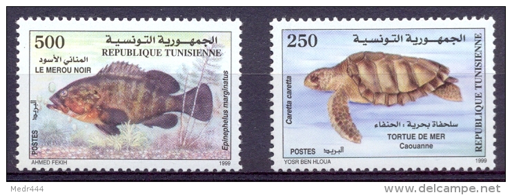 Tunisia/Tunisie 1999 - Sea Turtles And Groupers - Tunesien (1956-...)